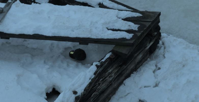 A Thunder Bay police photograph of Jordan Wabasse's hat found by river ice.