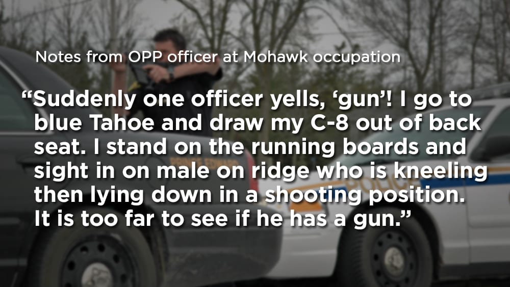 OPP officer's notes from Mohawk occupation