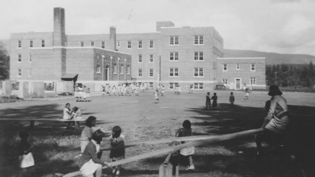 Children play on the grounds of the Alberni Indian Residential School. Photo courtesy: Tseshaht First Nation