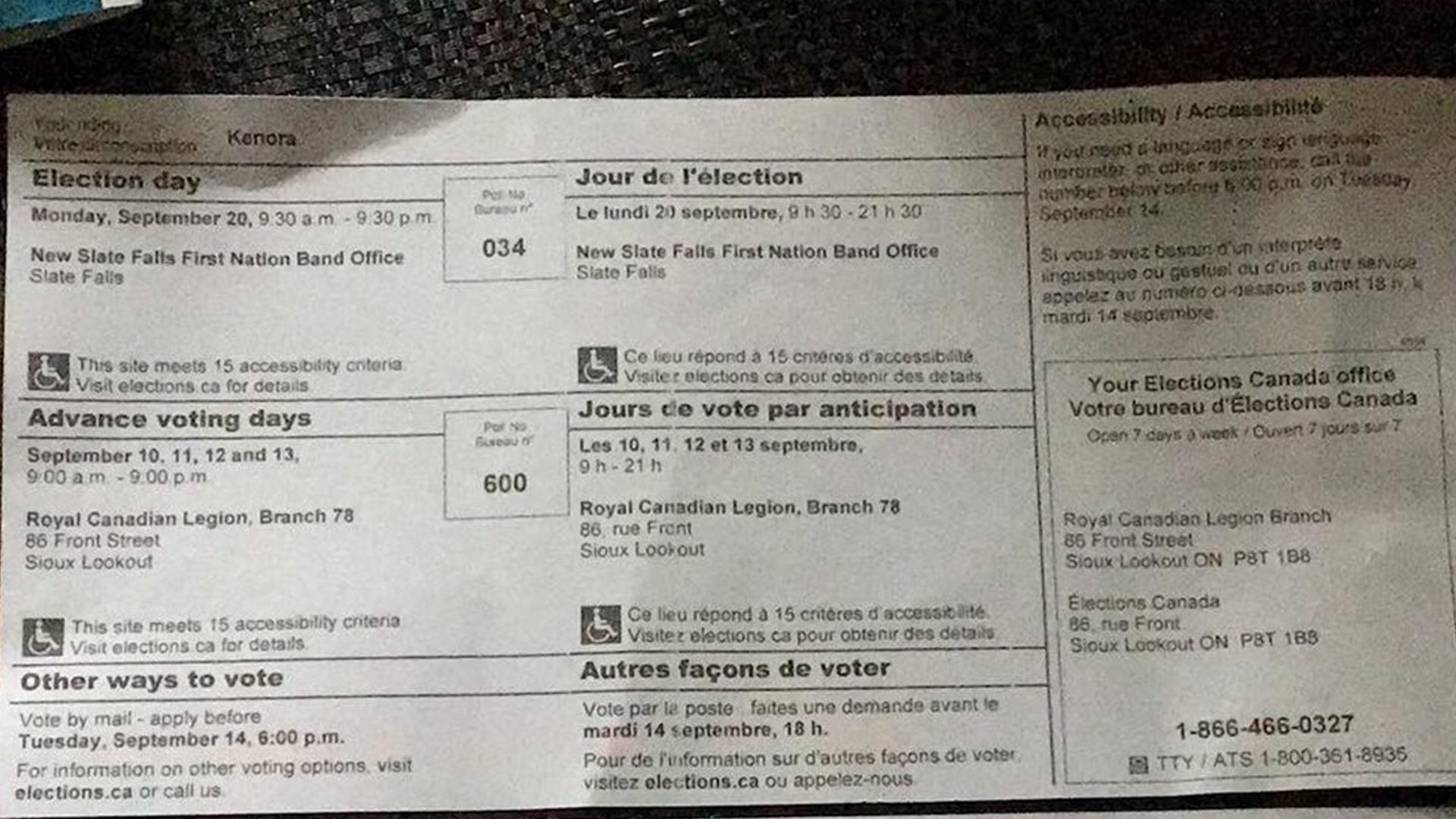 Elections Canada Investigates First Nations Voter Suppression In Ontario   DISENFRANCHISED ANGIES VOTER CARD 