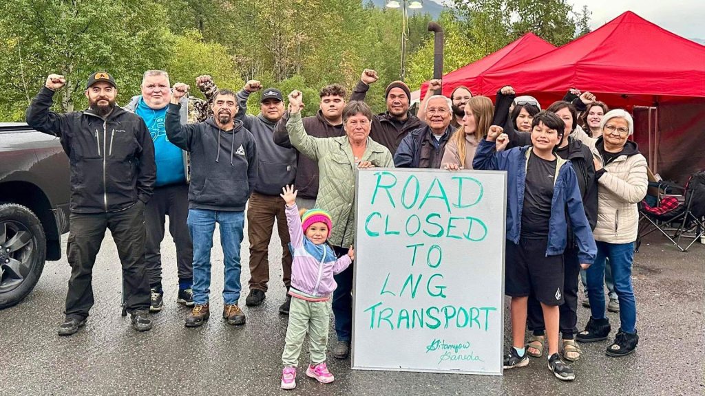 Hereditary Chief Deborah Good stands with protesters at BC Blockade\