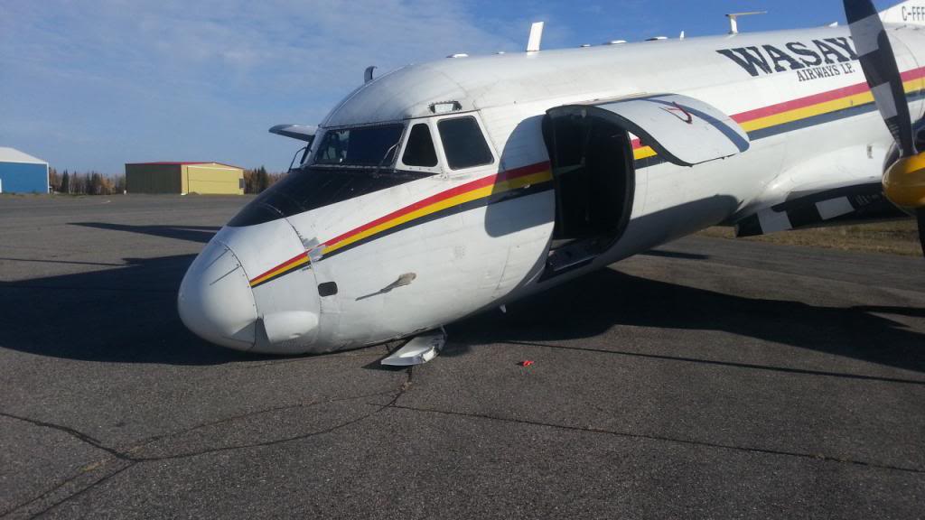 A Wasaya Airways Hawker plane collapsed in June after landing. The front end landing gear gave way. The same thing happened to the plane in October 2013. It's since been fixed and back in the air.