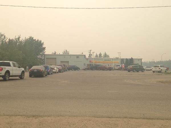 Long lines at a local gas station in La Ronge Saturday.